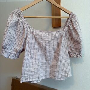 Plaid Puff Sleeve Women's Top